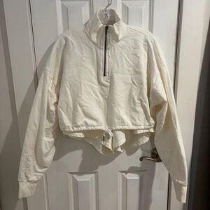 Women's Tan + Lines Cream Half-Zip Pullover with Matching Short Set